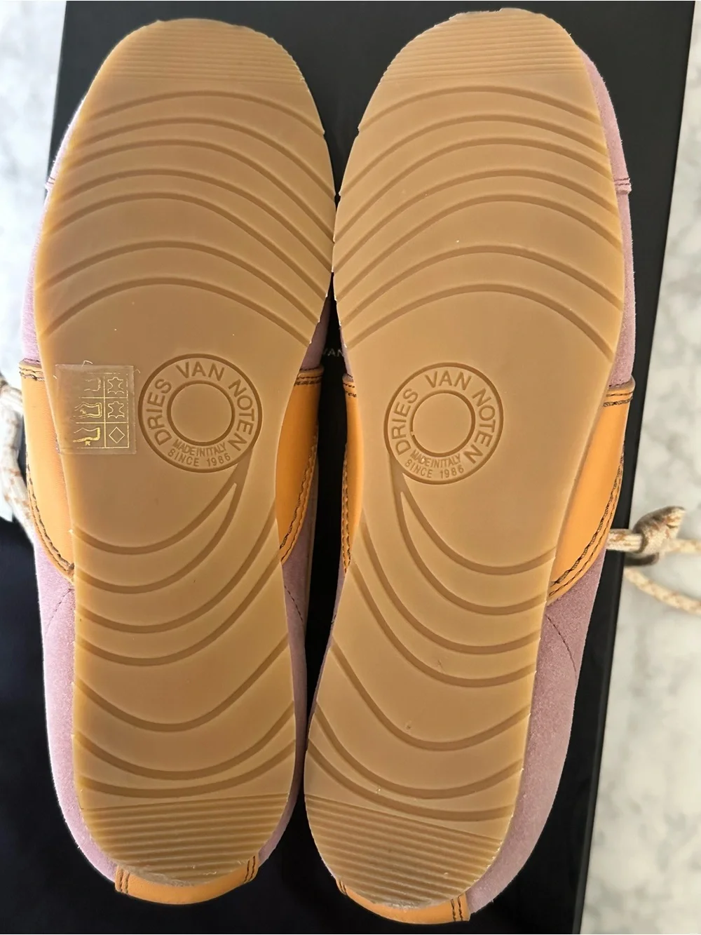 Dries Van Noten Leather-trimmed Suede Blush Yellow Low Top Sneakers 37 NWT